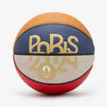 Košarkaška lopta veličine 7 BT500 - Pariz 2024. plavo-bijelo-crvena