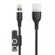 Foneng X62 magnetski 3u1 USB na USB-C / Lightning / mikro USB kabel, 2,4 A, 1 m (crni)