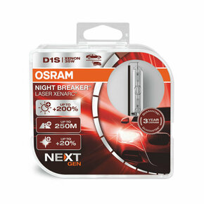 Osram Xenarc Night Breaker Laser NEXT xenon žarulje - do 220% više svjetla - do 20% bjelije (4500K)Osram Xenarc Night Breaker Laser NEXT xenon - D1S-NBL2-2