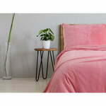 Ružičasta posteljina za krevet za jednu osobu od mikropliša 140x200 cm Uni – B.E.S.