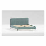 Svijetlo plavi tapecirani bračni krevet s podnicom 160x200 cm Barker – Ropez