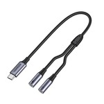 UGREEN CM445 audio adapter, USB-C na 2x Mini Jack 3,5 mm AUX (sivo)