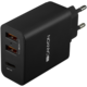 CANYON H-08 Universal 3xUSB AC charger (in wall) with over-voltage protection(1 USB-C with PD Quick Charger), Input 100V-240V, Output USB-A/5V-2.4A+USB-C/PD30W, with Smart IC, Black Glossy Color+orang CNE-CHA08B CNE-CHA08B