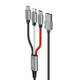 3-u-1 USB to Lightning / USB-C / Micro USB kabel Budi 2.4A, 1m, pleten (crni)