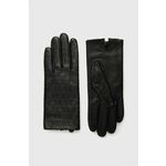 Kožne rukavice Calvin Klein za žene, boja: crna - crna. Rukavice iz kolekcije Calvin Klein. Model izrađen od prirodne kože.