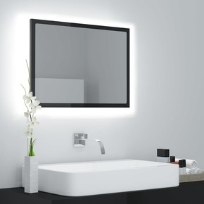 VidaXL LED kupaonsko ogledalo visoki sjaj sivo 60x8