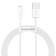 Baseus Superior Series kabel USB na Lightning 2.4A 1,5m (bijeli) (paket od 5 komada)
