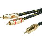 Roline 11.09.4273 utičnica audio priključni kabel [1x 3,5 mm banana utikač - 2x muški cinch konektor] 2.50 m crna/zlatna sa zaštitom