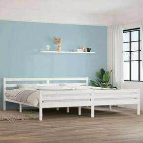 Okvir za krevet od masivnog drva bijeli 180 x 200 cm veliki