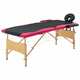 vidaXL Sklopivi masažni stol s 2 zone drveni crno-ružičasti