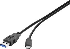 Renkforce USB 3.1 (gen 2) priključni kabel [1x USB 3.2 gen. 2 utikača A (USB 3.1) - 1x muški konektor USB-C™] 50.00 cm crna pozlaćeni kontakti Renkforce USB kabel USB 3.2 gen. 1 (USB 3.0) USB-A utikač