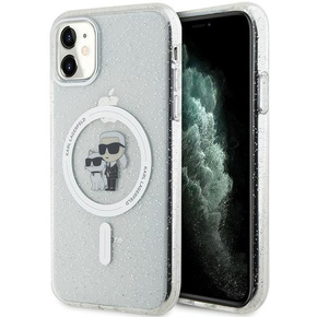 Karl Lagerfeld KLHMN61HGKCNOT Apple iPhone 11/XR hardcase Karl&amp;Choupette Glitter MagSafe transparent