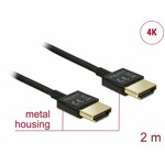 Kabel DELOCK, HDMI + Eth. - HDMI-A M HDMI-A M 3D 4K 2 m Slim 84773
