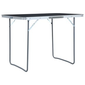 VidaXL Sklopivi stol za kampiranje sivi aluminijski 120 x 60 cm