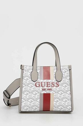 Torba Guess boja: bijela - bijela. Mala torba iz kolekcije Guess. Model na kopčanje izrađen od ekološke kože.