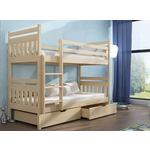 Drveni dječji krevet na kat Adas s ladicom - svijetlo drvo - 190*90 cm