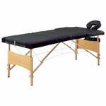 vidaXL Sklopivi masažni stol s 3 zone drveni crno-ljubičasti