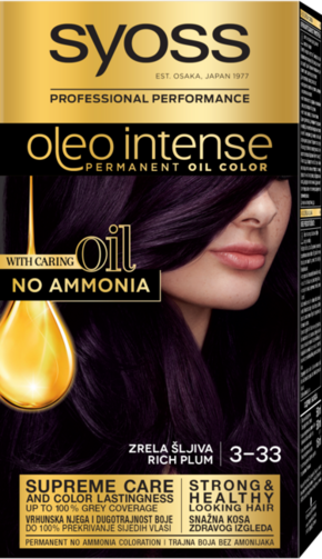Syoss Oleo Intense Permanent Oil Color boja za kosu za obojenu kosu 50 ml nijansa 3-33 Rich Plum