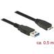 Delock USB kabel USB 3.2 gen. 1 (USB 3.0) USB-A utikač, USB-Micro-B 3.0 utikač 50.00 cm crna pozlaćeni kontakti