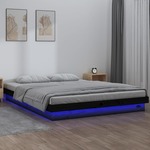 vidaXL LED okvir za krevet crni 200 x 200 cm od masivnog drva