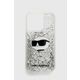 Karl Lagerfeld KLHCP14LLNCHCS Apple iPhone 14 Pro silver hardcase Glitter Choupette Head