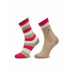 Set od 2 para dječjih visokih čarapa Tommy Hilfiger 354009001 Sand/Pink Combo 053