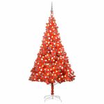 Umjetno božićno drvce LED s kuglicama crveno 210 cm PVC