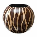 Vase 24,5 x 24,5 x 20 cm Zebra Ceramic Golden Brown