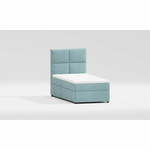 Svijetlo plavi tapecirani krevet s prostorom za odlaganje s podnicom 80x200 cm Lena – Ropez