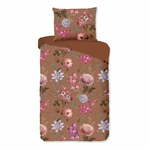 Terakota smeđa posteljina od pamučnoga satena za bračni krevet Bonami Selection Blossom, 160 x 200 cm