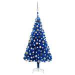 Umjetno božićno drvce LED sa setom kuglica plavo 180 cm PVC