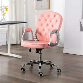 Okretna uredska stolica od umjetne kože ružičasta