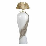 Vase 29 x 29 x 102 cm Crystal Golden Metal White