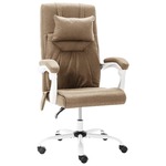 vidaXL Masažna uredska stolica od tkanine smeđe-siva