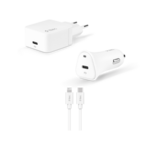 Ttec Quantum PD 20W Wall Charger+ 20W Car Charger + Type-C/Lightning Cable, Mfi Apple Licence