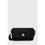 Torba Karl Lagerfeld boja: crna - crna. Mala torba iz kolekcije Karl Lagerfeld. na kopčanje model izrađen od kombinacije tekstilnog materijala i ekološke kože.