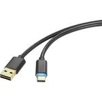 Renkforce USB kabel USB 2.0 USB-A utikač, USB-C™ utikač 1.50 m crna utikač primjenjiv s obje strane RF-4758090