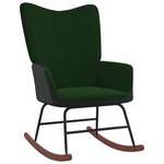 Stolica za ljuljanje tamnozelena od baršuna i PVC-a