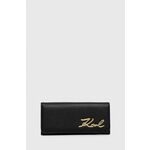 Novčanik Karl Lagerfeld za žene, boja: crna - crna. Veliki novčanik iz kolekcije Karl Lagerfeld. Model izrađen od kombinacije prirodne kože i ekološke kože.