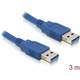 Delock USB kabel USB 3.2 gen. 1 (USB 3.0) USB-A utikač, USB-A utikač 3.00 m plava boja pozlaćeni kontakti