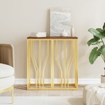 vidaXL Konzolni stol zlatni od nehrđajućeg čelika i obnovljenog drva
