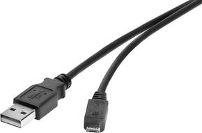 Renkforce priključni kabel [1x muški konektor USB 2.0 tipa a - 1x muški konektor USB 2.0 tipa micro-B] 3.00 m crna pozlaćeni kontakti Renkforce USB kabel USB 2.0 USB-A utikač