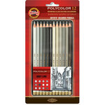 KOH-I-NOOR Polycolor Artist's Coloured Pencils Greys 12