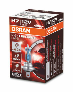 Osram Night Breaker Laser 12V - do 150% više svjetla - do 20% bjelije (3700K)Osram Night Breaker Laser 12V - up to 150% more light - up to 20% - H7 H7-NBL2-1