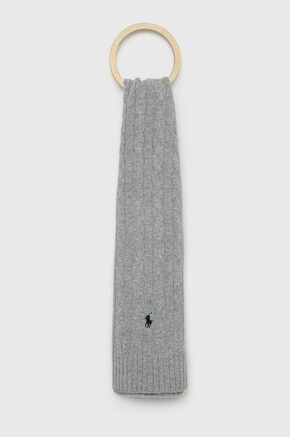 Kratki vuneni šal Polo Ralph Lauren boja: siva