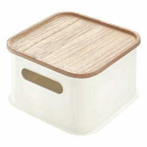 Bijela kutija za pohranu s poklopcem od drveta paulovnije iDesign Eco Handled