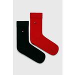 Dječje čarape Tommy Hilfiger boja: crvena - crvena. Dječje duge sokne iz kolekcije Tommy Hilfiger. Model izrađen od elastičnog, glatkog materijala. U setu dva para.