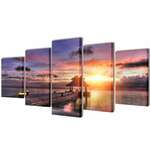 vidaXL Zidne Slike na Platnu Print Pješčane Plaže i Paviljona 200 x 100 cm