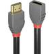 LINDY HDMI produžetak HDMI A utikač, HDMI A utičnica 2.00 m antracitna boja, crna, crvena 36477 pozlaćeni kontakti HDMI kabel