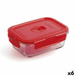 Hermetička Kutija za Ručak Luminarc Pure Box 19 x 13 cm Crvena 1,22 L Staklo (6 kom.) , 3780 g